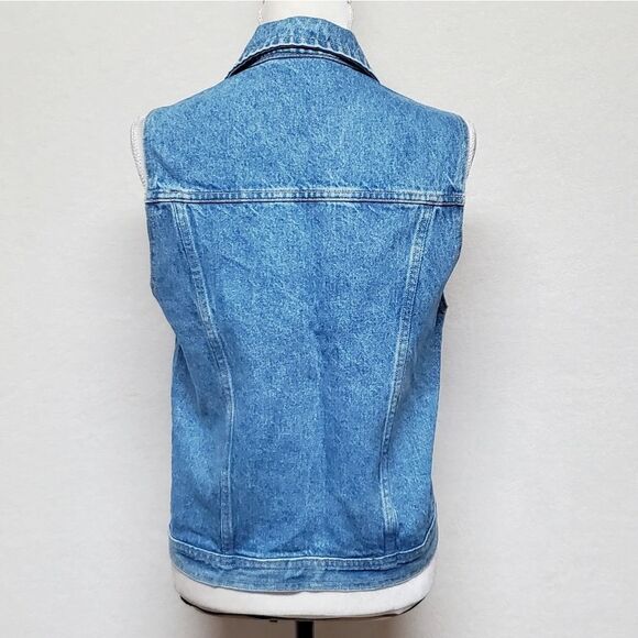 VINTAGE 1980s Jones New York Stone Wash Light Wash Button Up Denim Vest Large - Picture 8 of 10